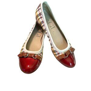 AGL Attilio Giusti Leombruni Plaid with Red Toe Cap Size 37.5 US 7 Women's Flats